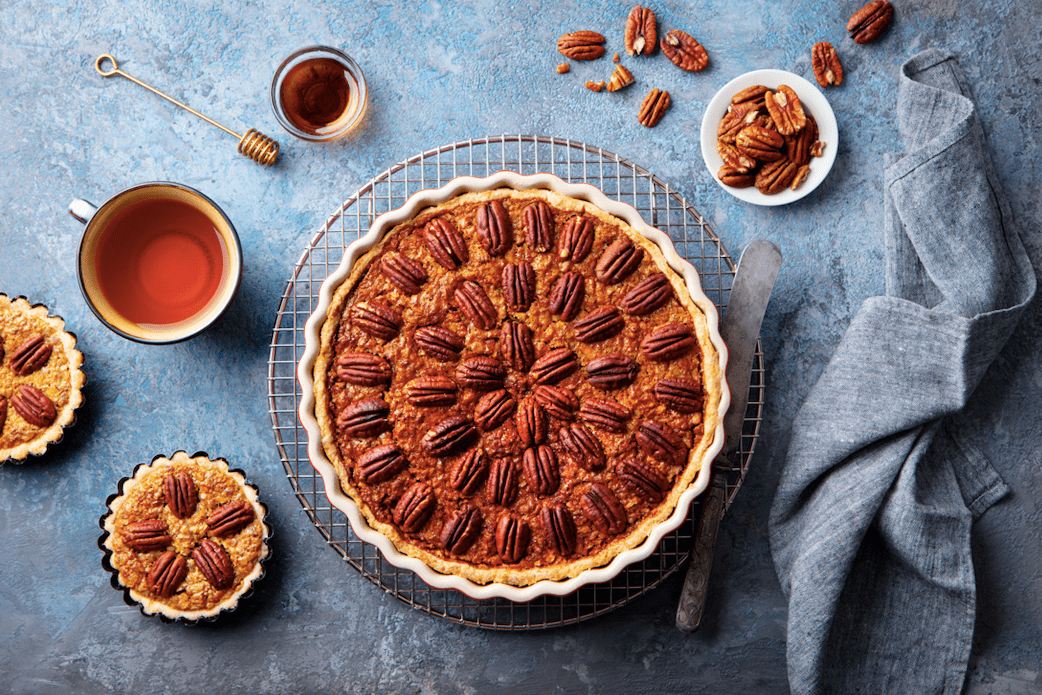 Pumpkin pie met maple pecan crumble