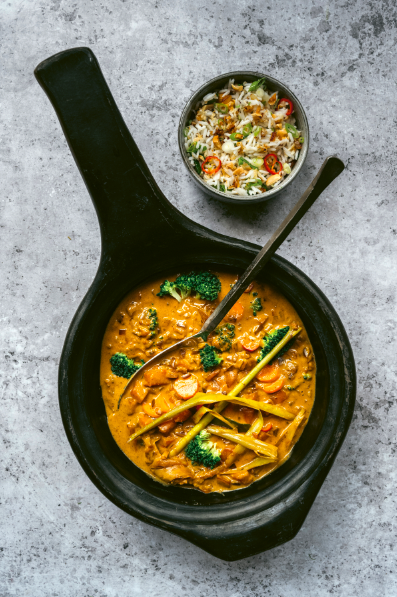 Groentecurry met gepimpte rijst