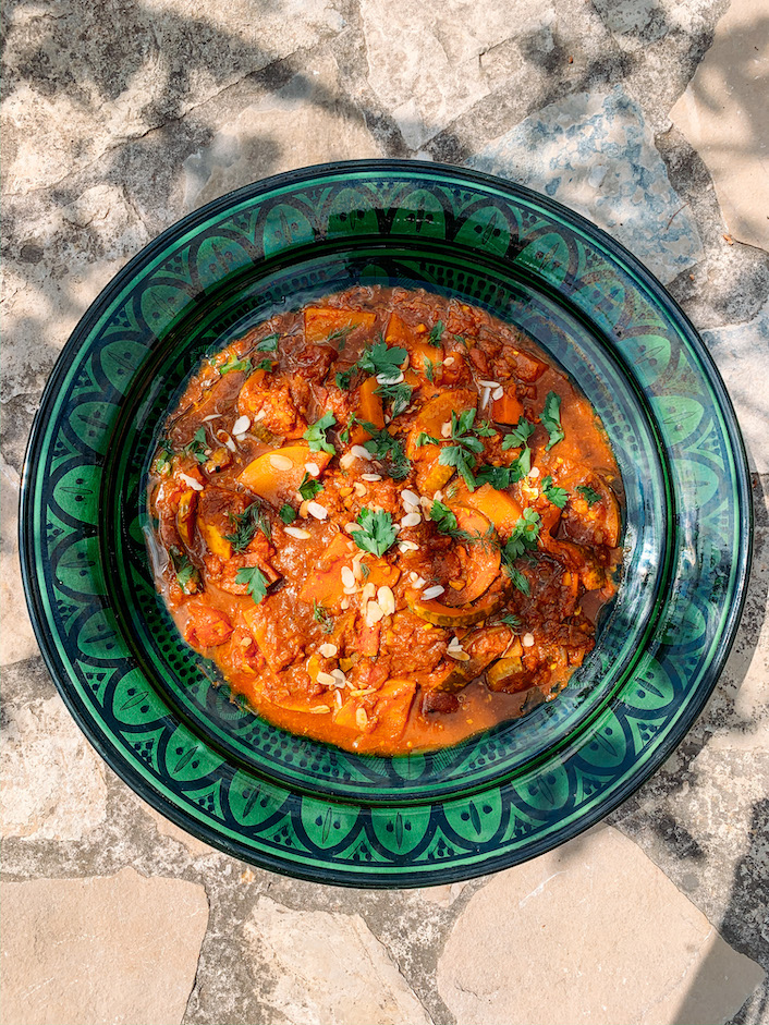 Pompoentajine met Marokkaanse kruiden