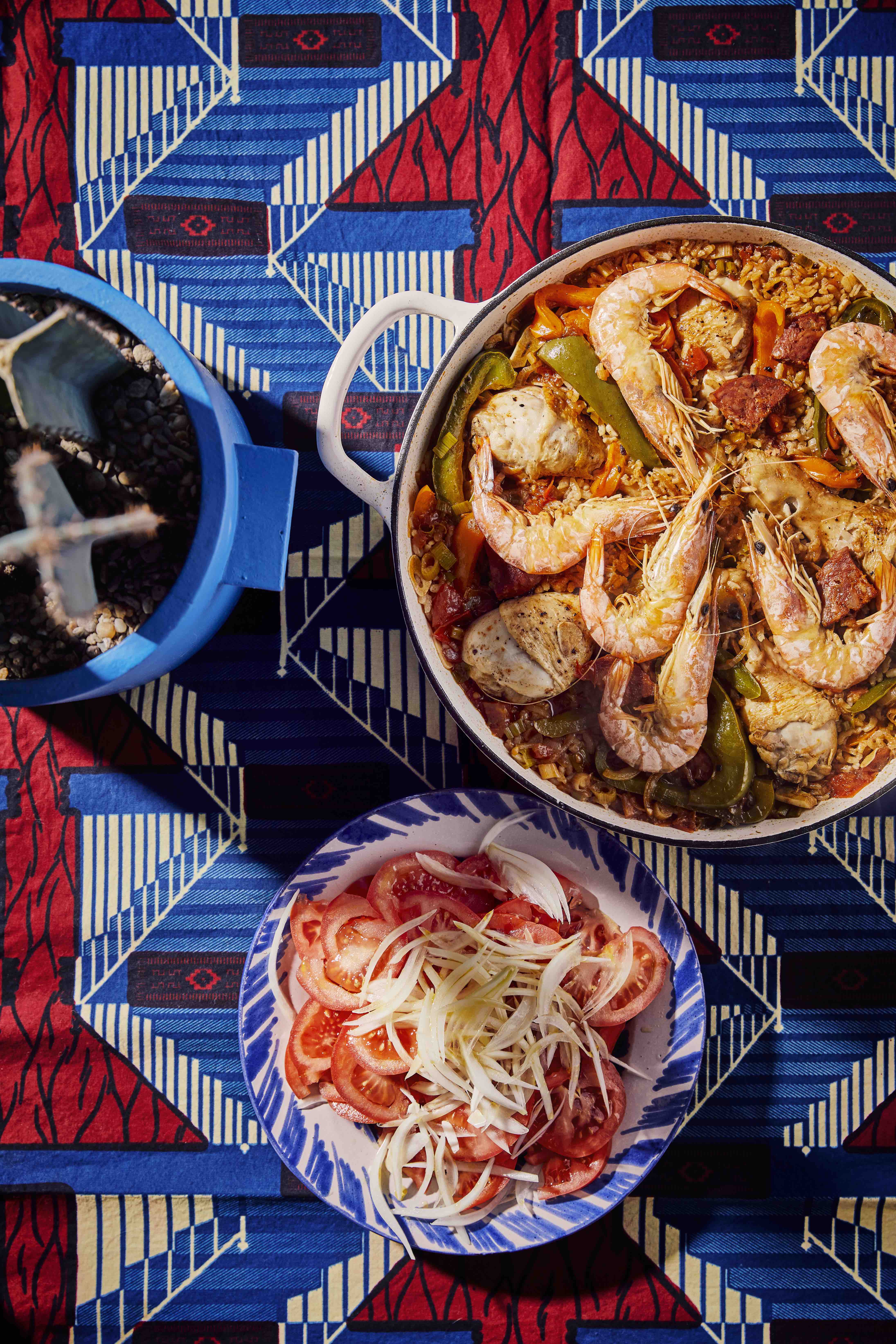 Jambalaya met tomatensalade