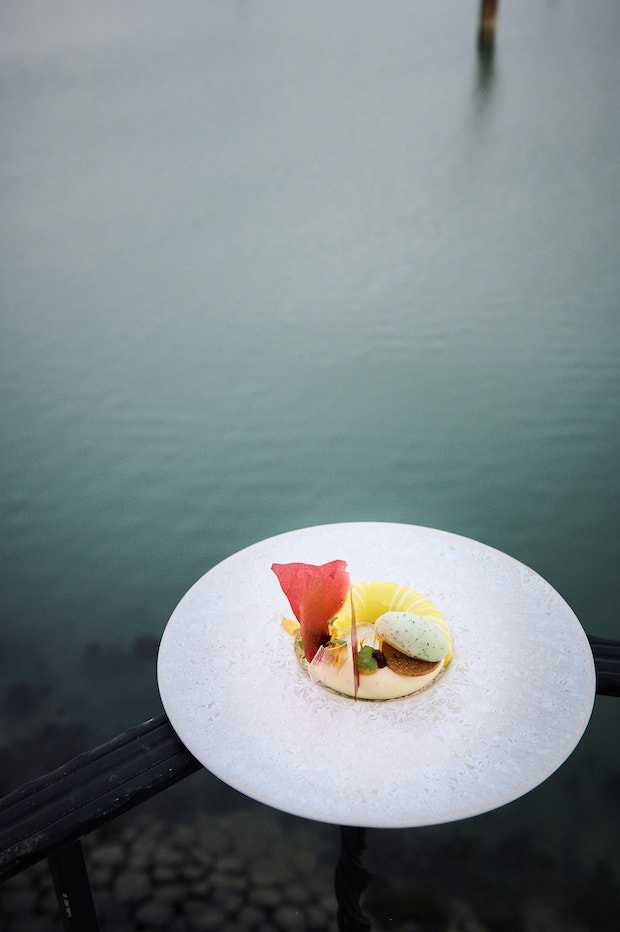 Crémeux van vanille met sorbet van dille