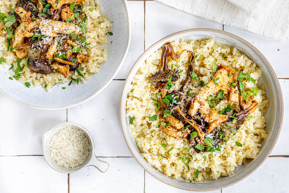 Bloemkoolrisotto met paddenstoelen