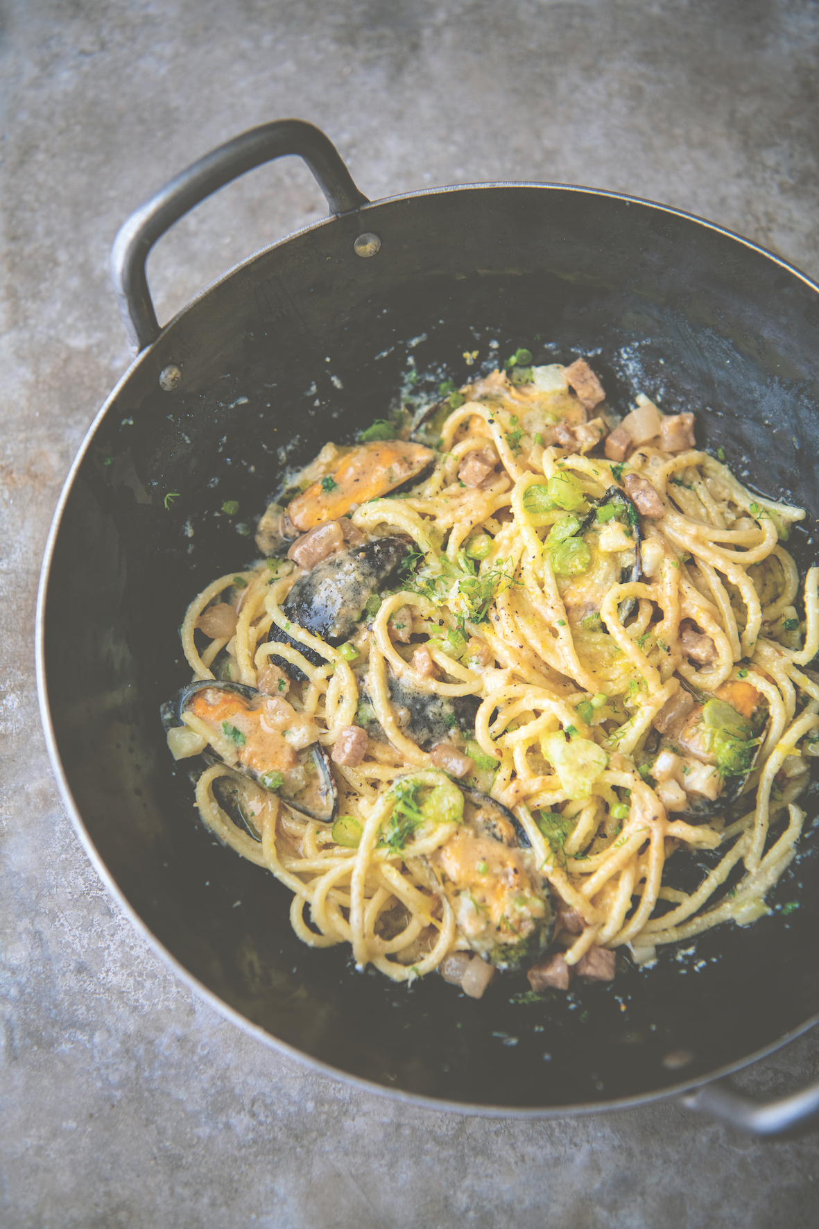 Mosselen carbonara