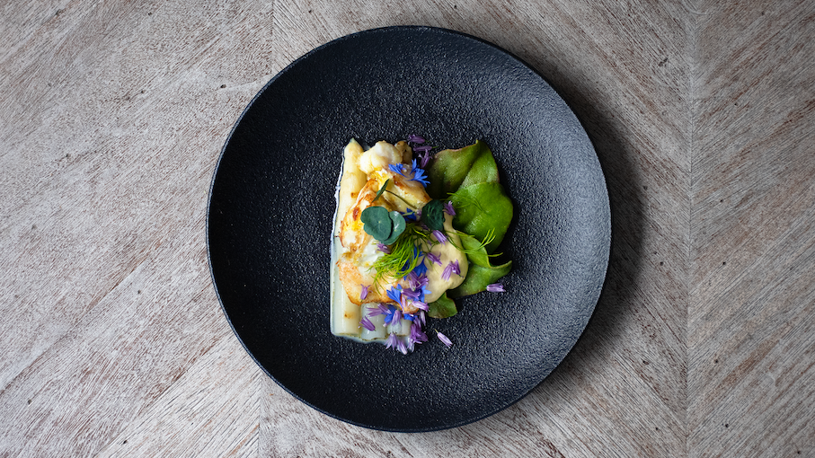 Asperges uit Bassevelde, ijskruid, mousseline met codium & Noordzeevis