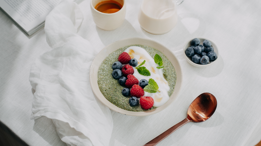 Chiapudding met matcha