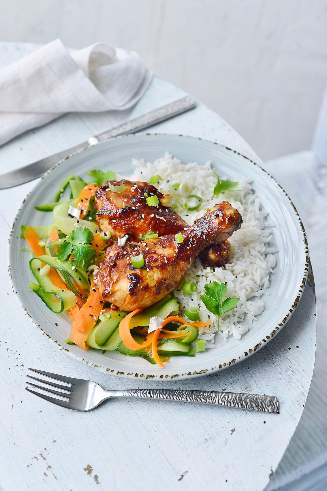 Hoisin kip met zoetzure groentjes en rijst