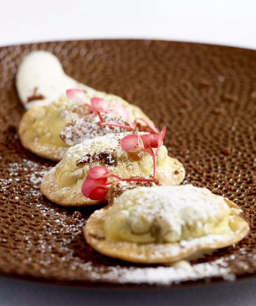 Ravioli met chocolade en mascarpone
