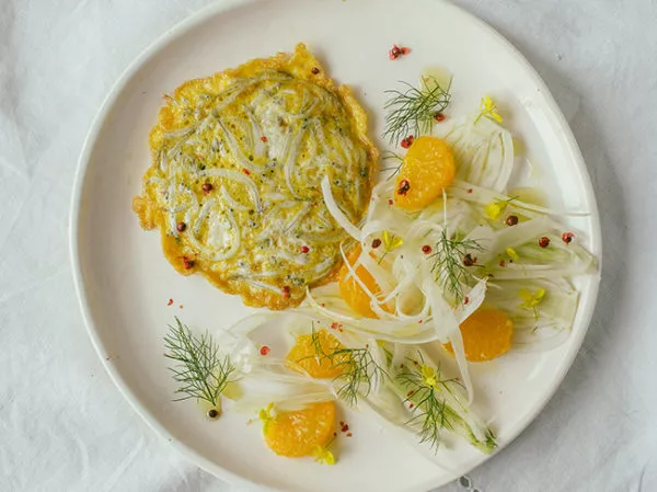 Spieringbeignets met grapefruit-venkelsalade