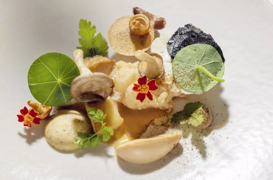 Langoustine met paddenstoelen