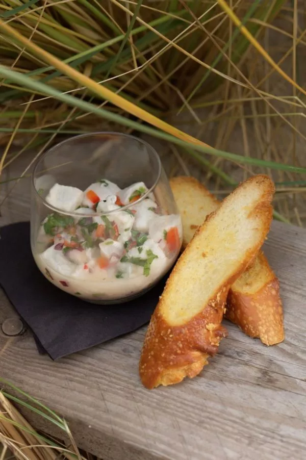 Ceviche van witte vis en octopus