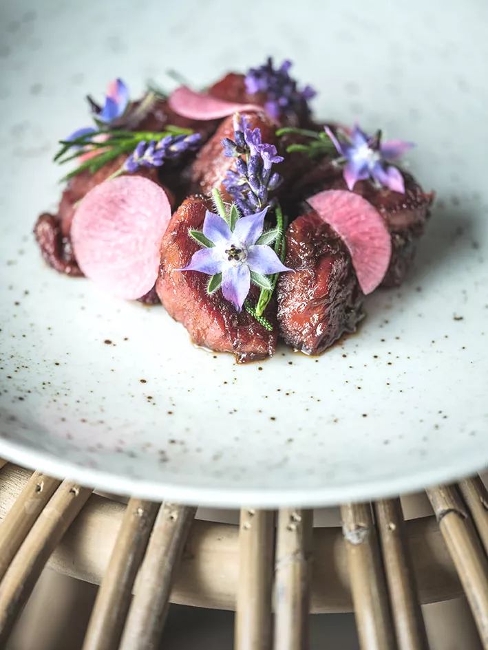 Salade van gekonfijte varkenswang ‘La fête des cochons’