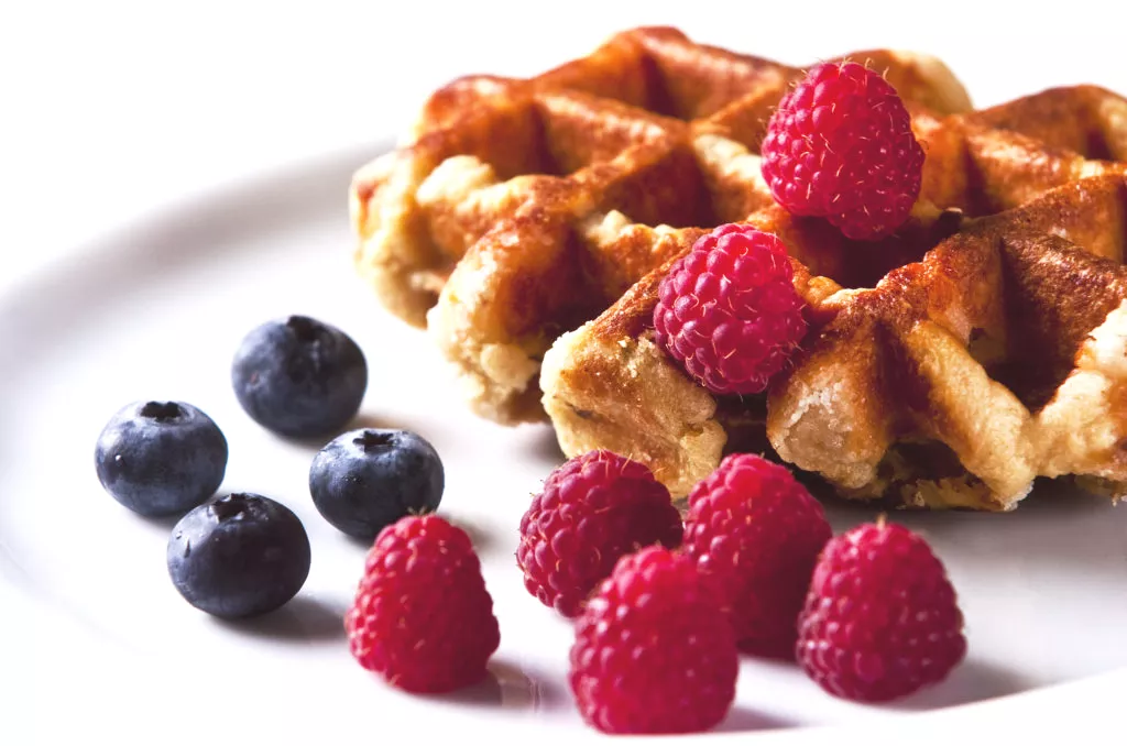 Belgische wafels met frambozen