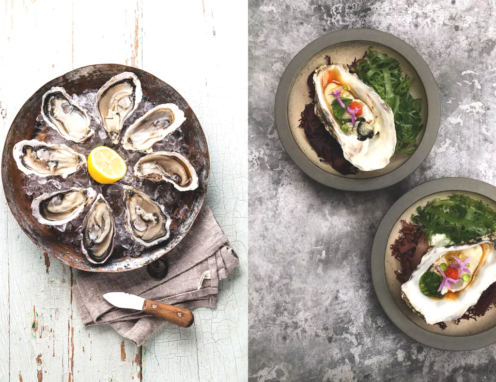 Gegratineerde oesters met champagne