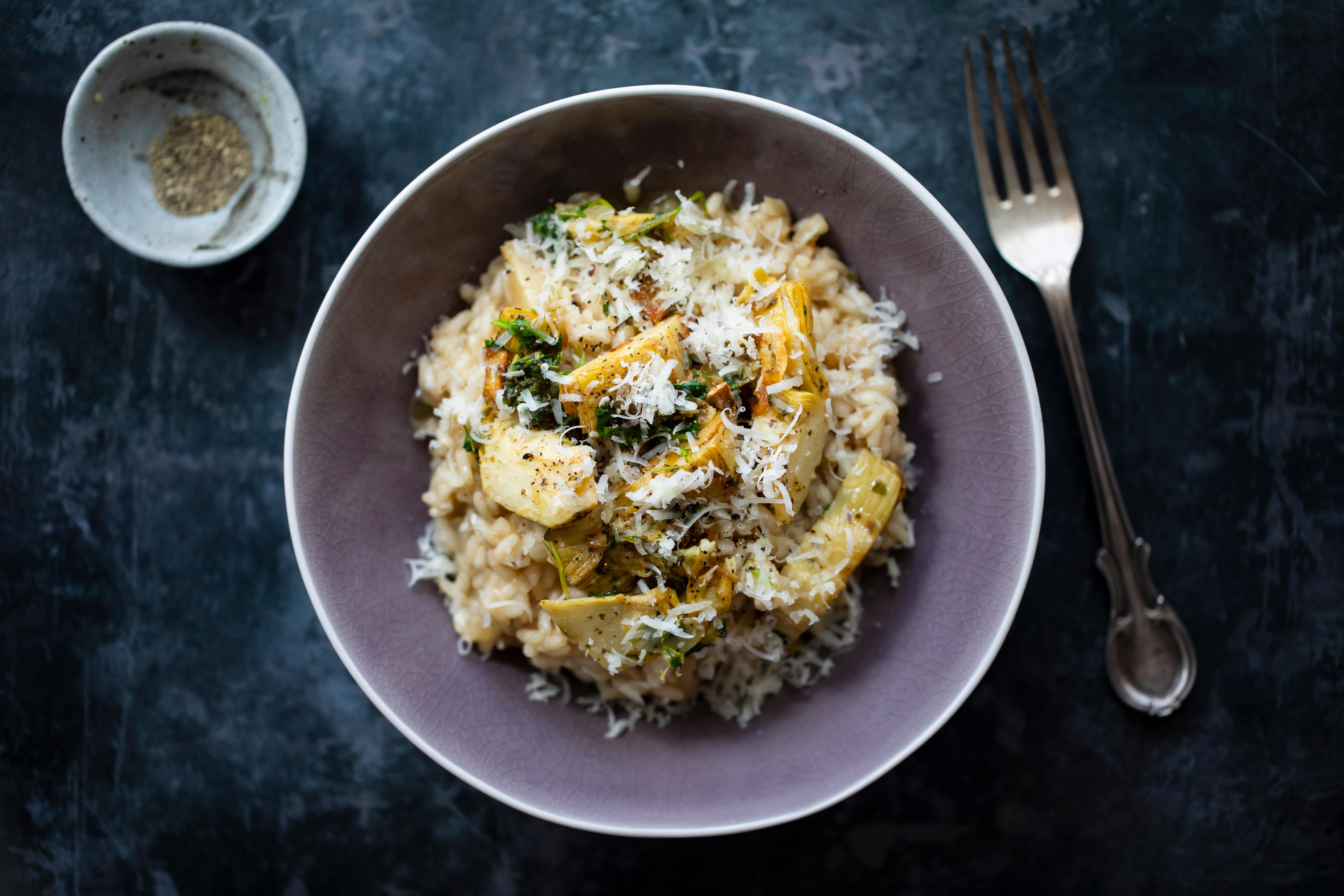 Zomerse risotto met artisjok