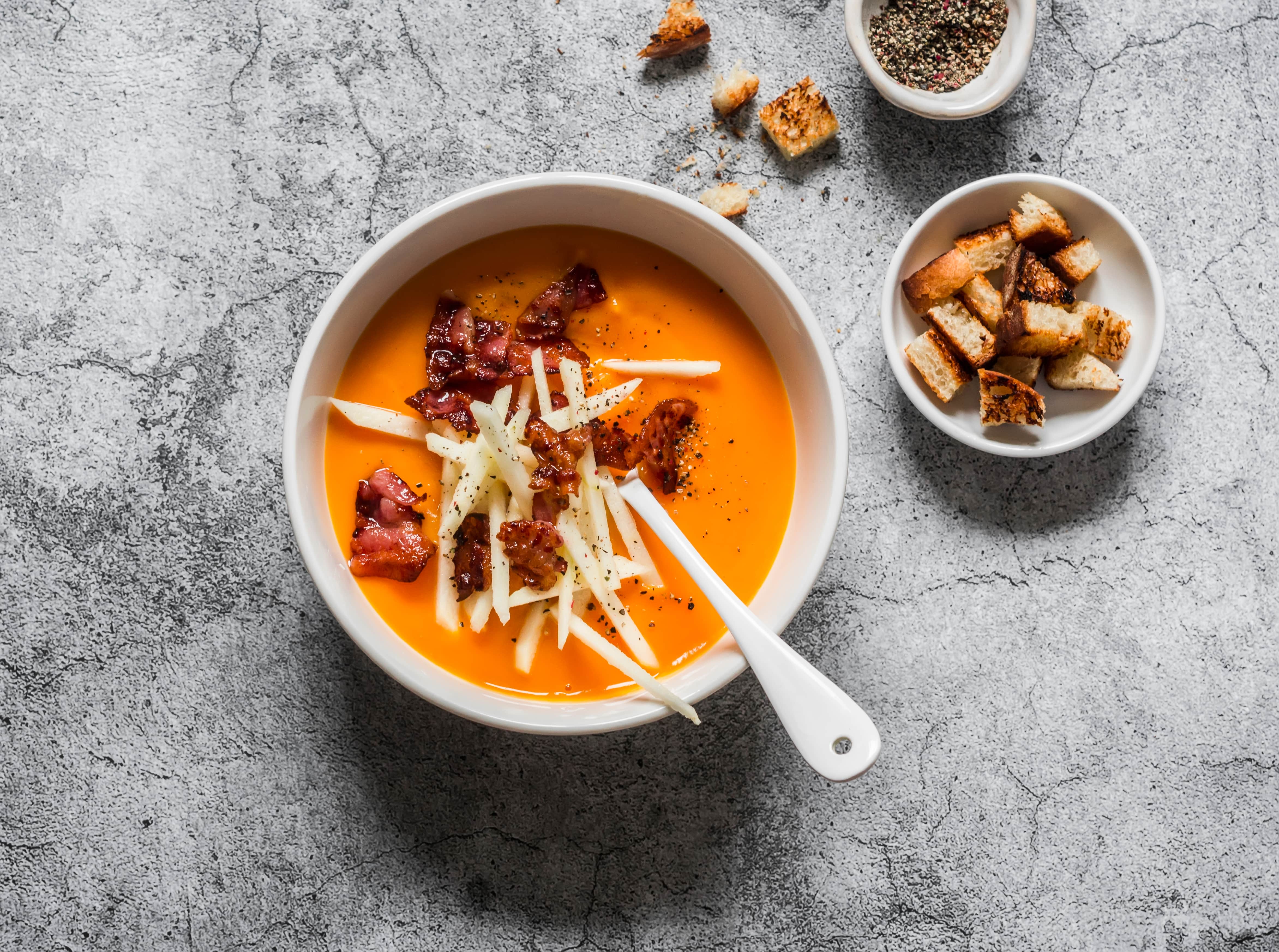 Sweet potato soep met maple bacon
