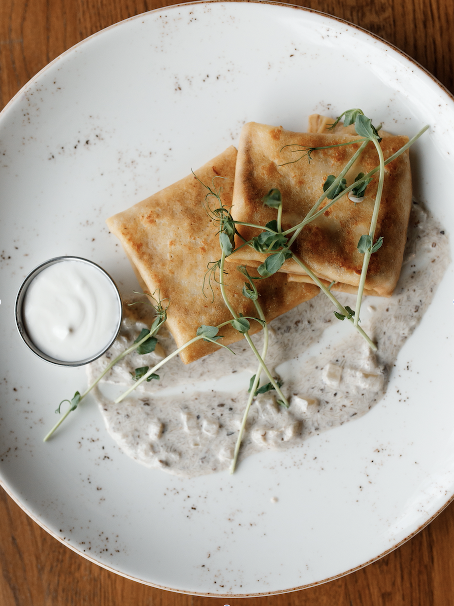 Vegan boekweitpannenkoek met kastanjezwammen